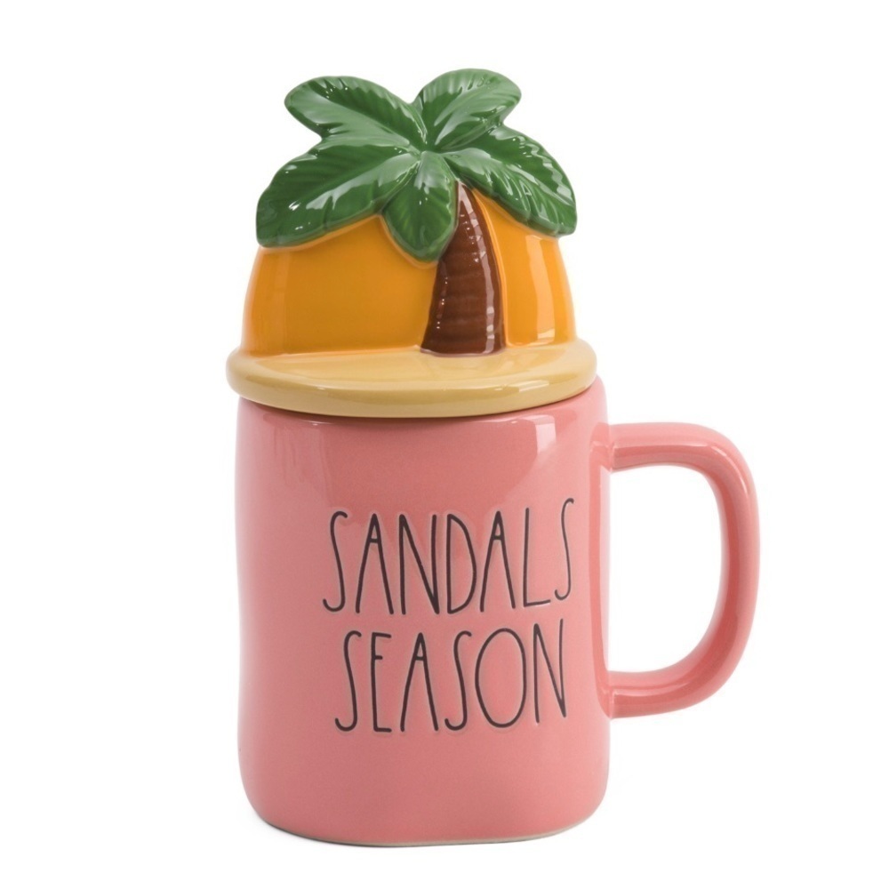 Rae Dunn • Sandals Season Pink Mug Palm Tree Sunset